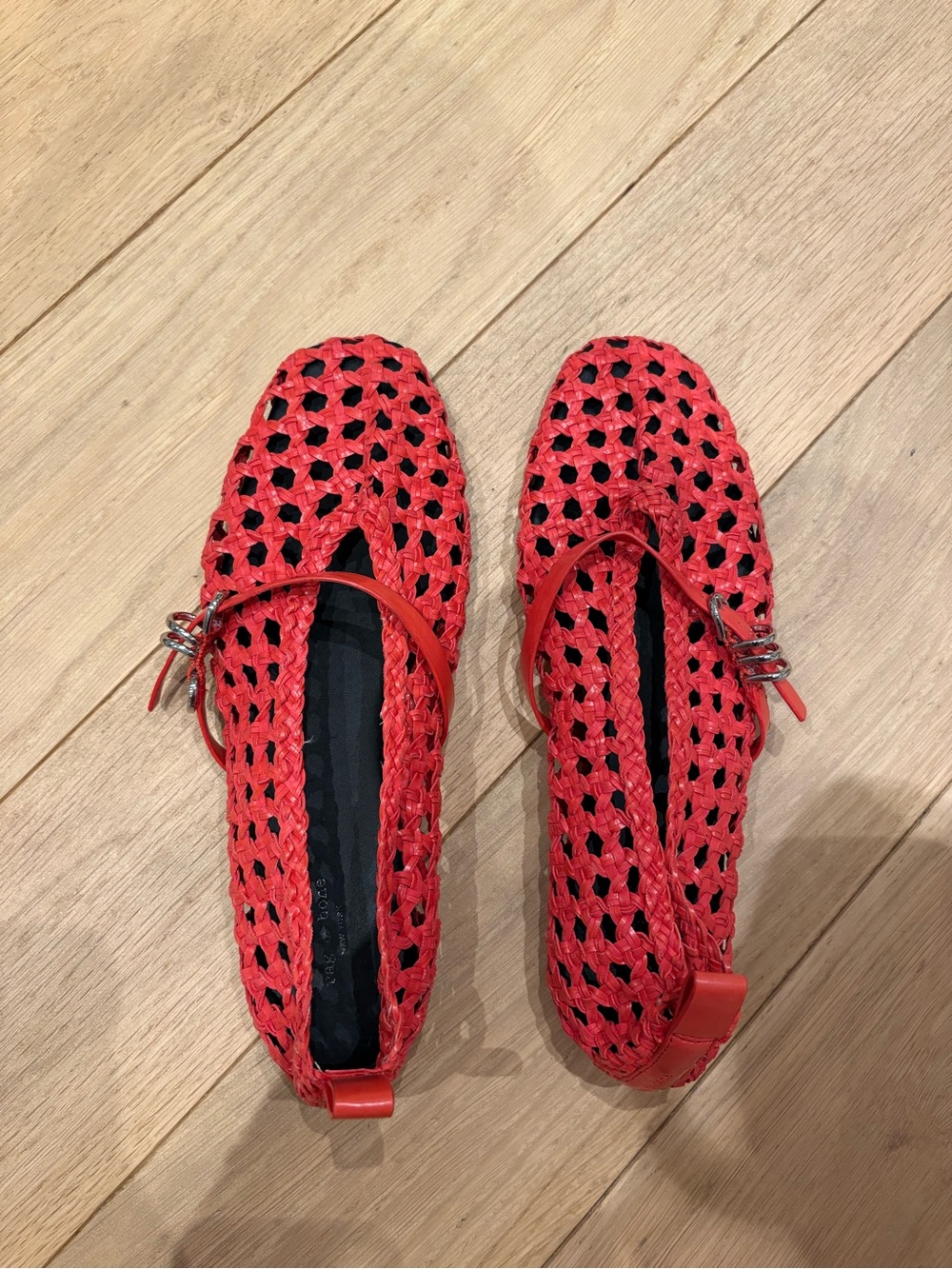 rag & bone Spire Woven Crochet Mary Jane Flats in Fiery Red